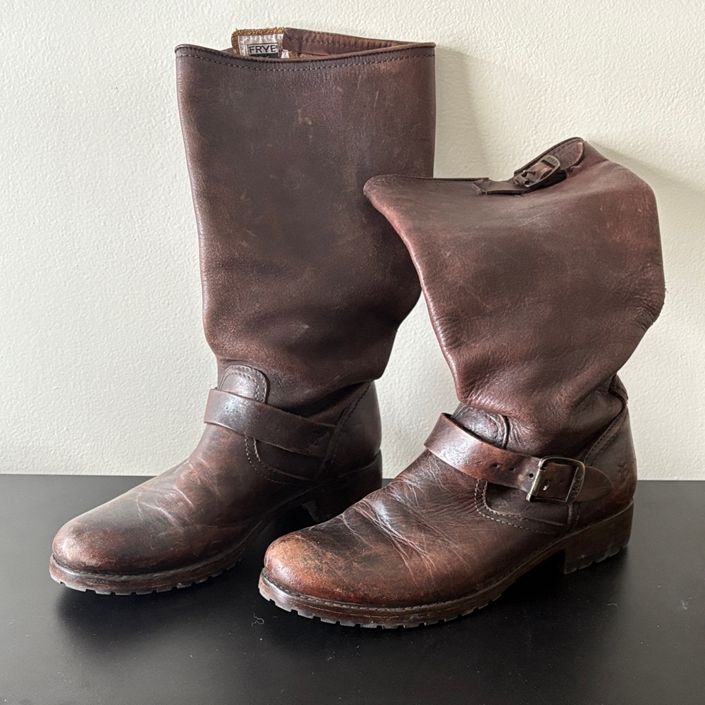 Frye Veronica Slouch Dark Brown Leather Boots